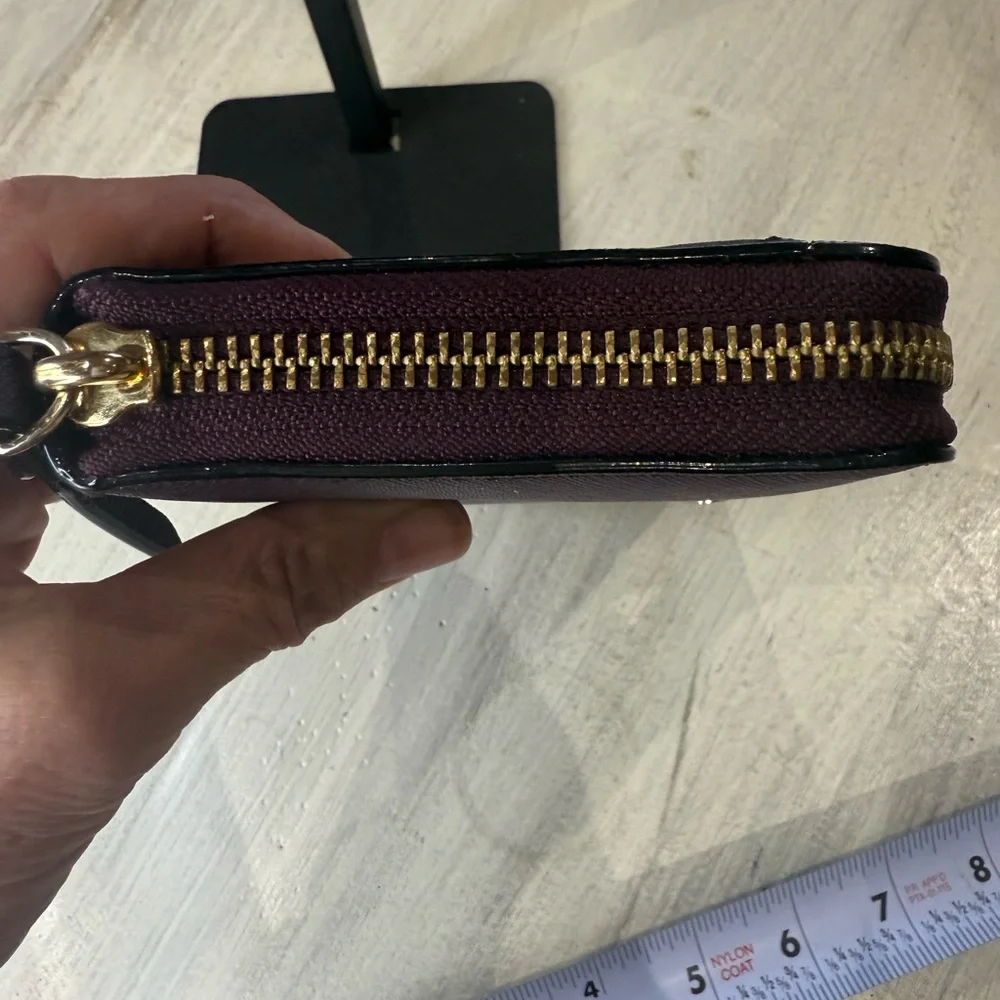 kate spade Plum Zip-Around Saffiano Wallet with Gold Hardware-NWOT
